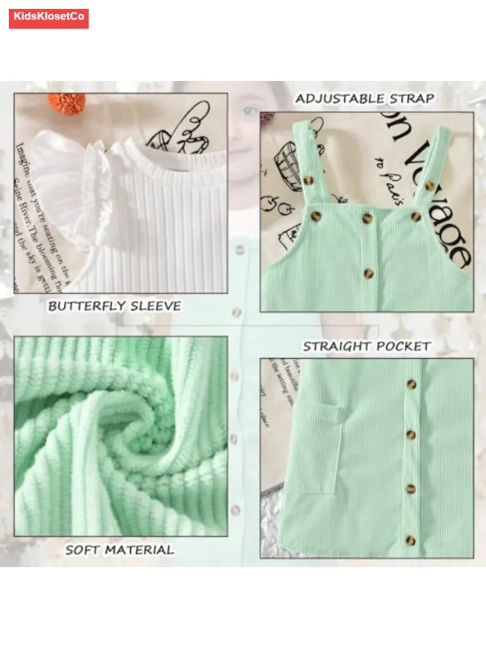 Toddler Girl Corduroy Button Down Overall Dress Set 2-7 Years
